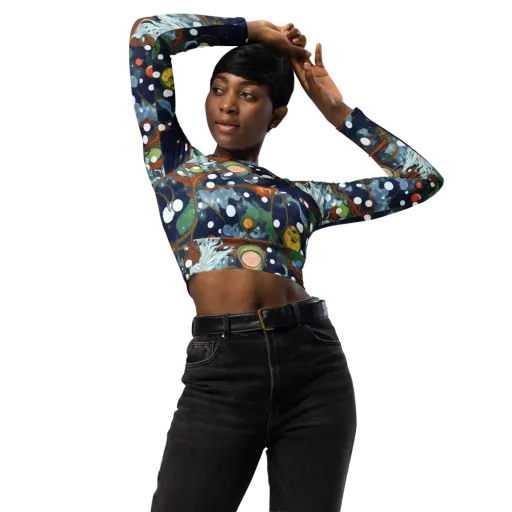 Indigo Wilds on a Long Sleeve Crop Top