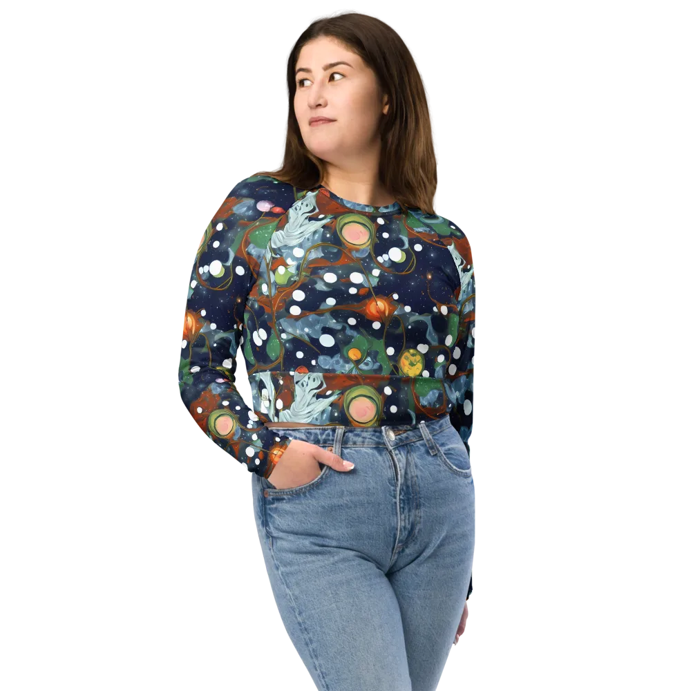 Indigo Wilds on Long Sleeve Crop Top — Front