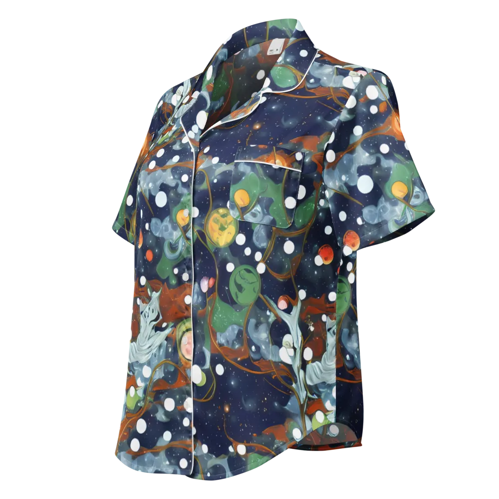 Indigo Wilds on Women's Short Sleeve Pajama Top — Left Front