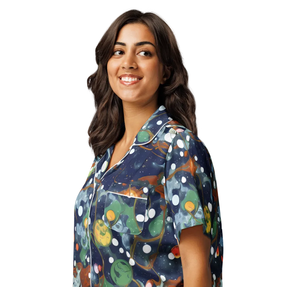 Indigo Wilds on Women's Short Sleeve Pajama Top — Left Front