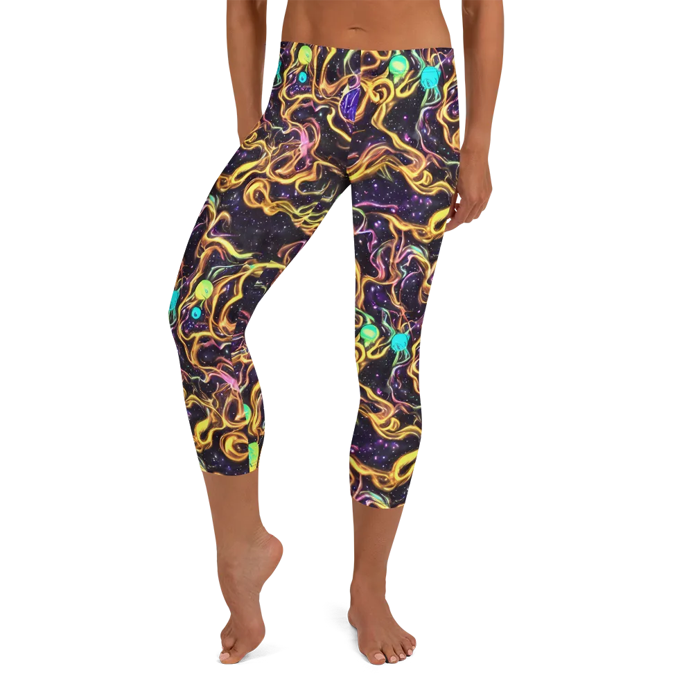 Planetary Tangle on Capri Leggings — Front