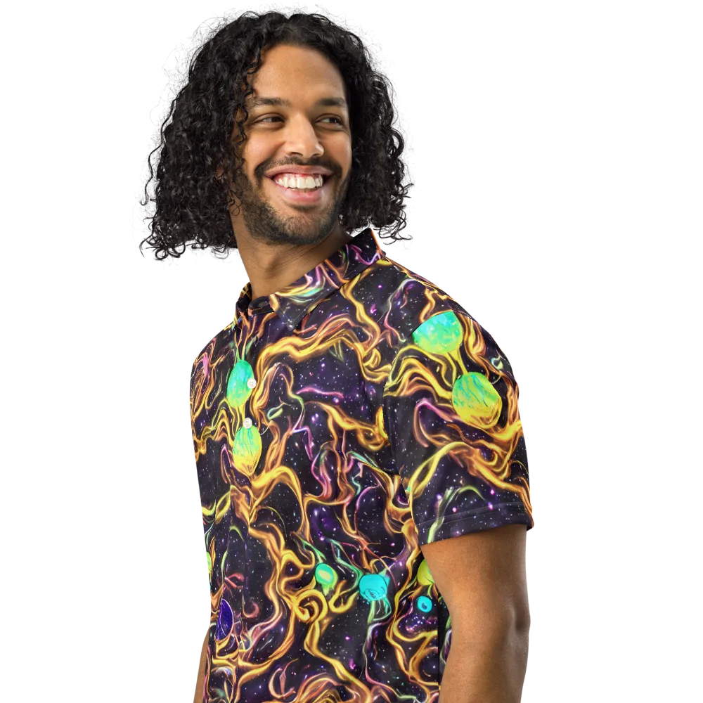 Planetary Tangle on Men's Slim Fit Polo Shirt — Left Front