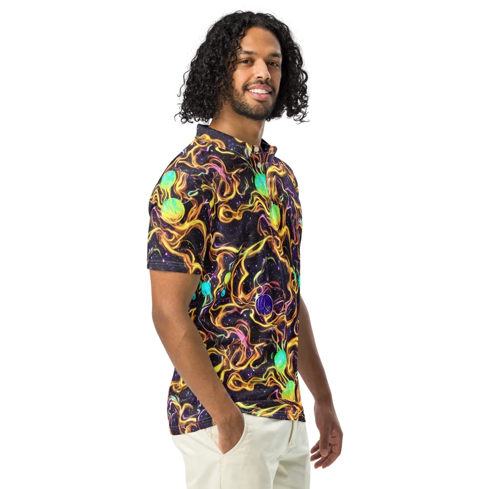Planetary Tangle on Men's Slim Fit Polo Shirt — Right Front