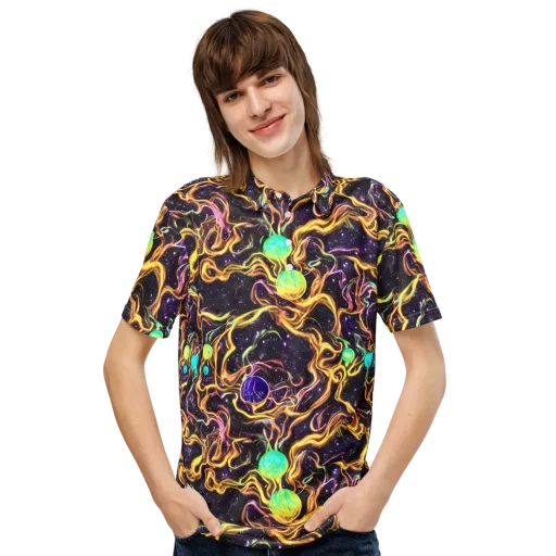 Planetary Tangle on a Men's Slim Fit Polo Shirt