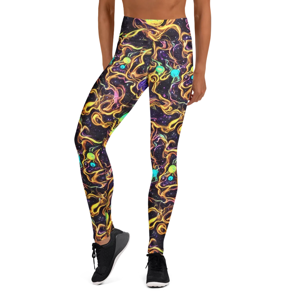 Planetary Tangle on Yoga Leggings — Front