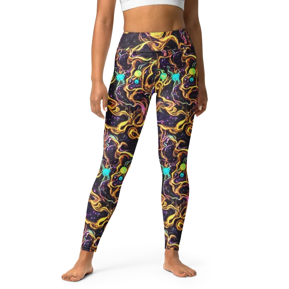 Planetary Tangle on Yoga Leggings — Front