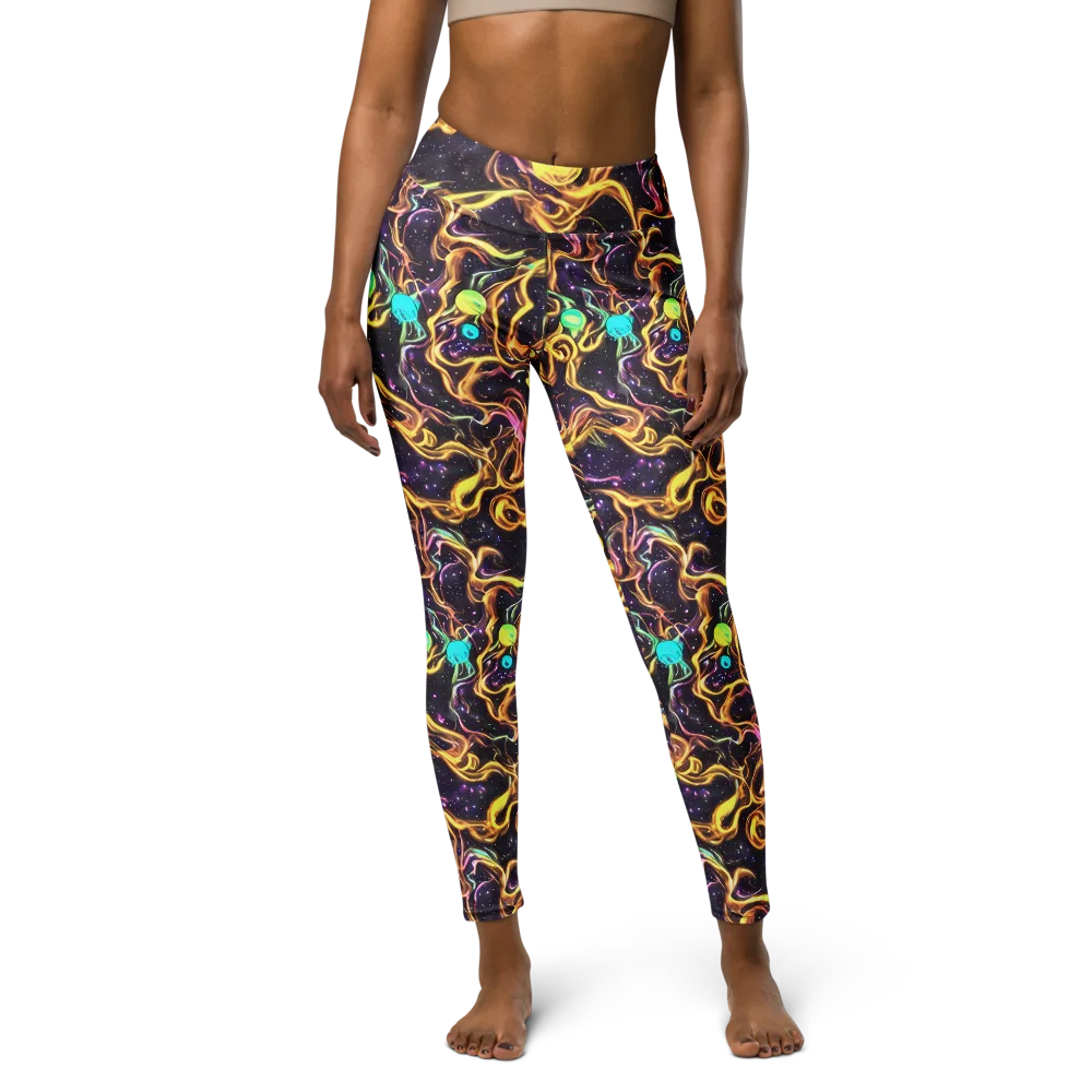 Planetary Tangle on Yoga Leggings — Front