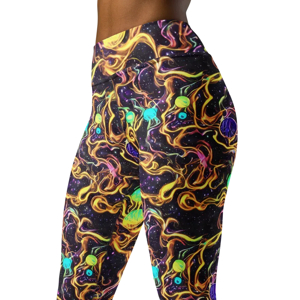 Planetary Tangle on Yoga Leggings — Left Front