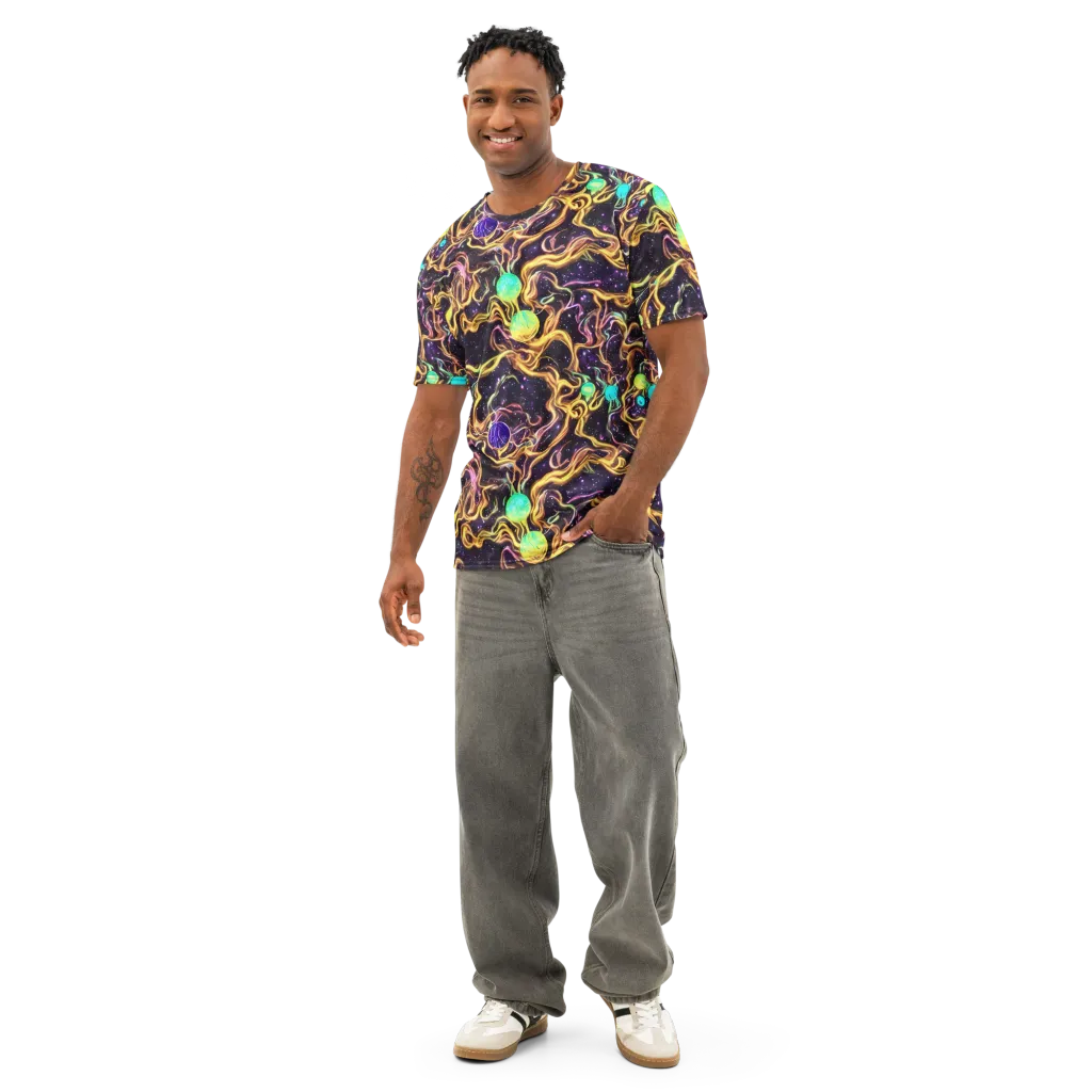 Planetary Tangle on Men's Cotton Crew Neck T-Shirt — Front