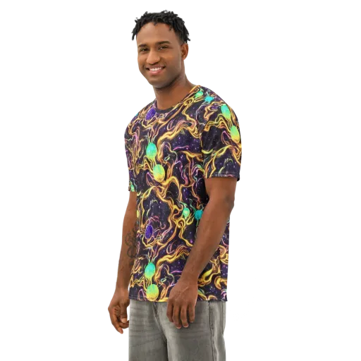 Planetary Tangle on a Men's Cotton Crew Neck T-Shirt