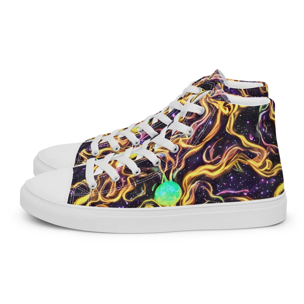 Planetary Tangle on Men's High Top Canvas Shoes — Left