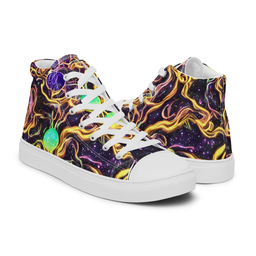 Planetary Tangle on Men's High Top Canvas Shoes — Right