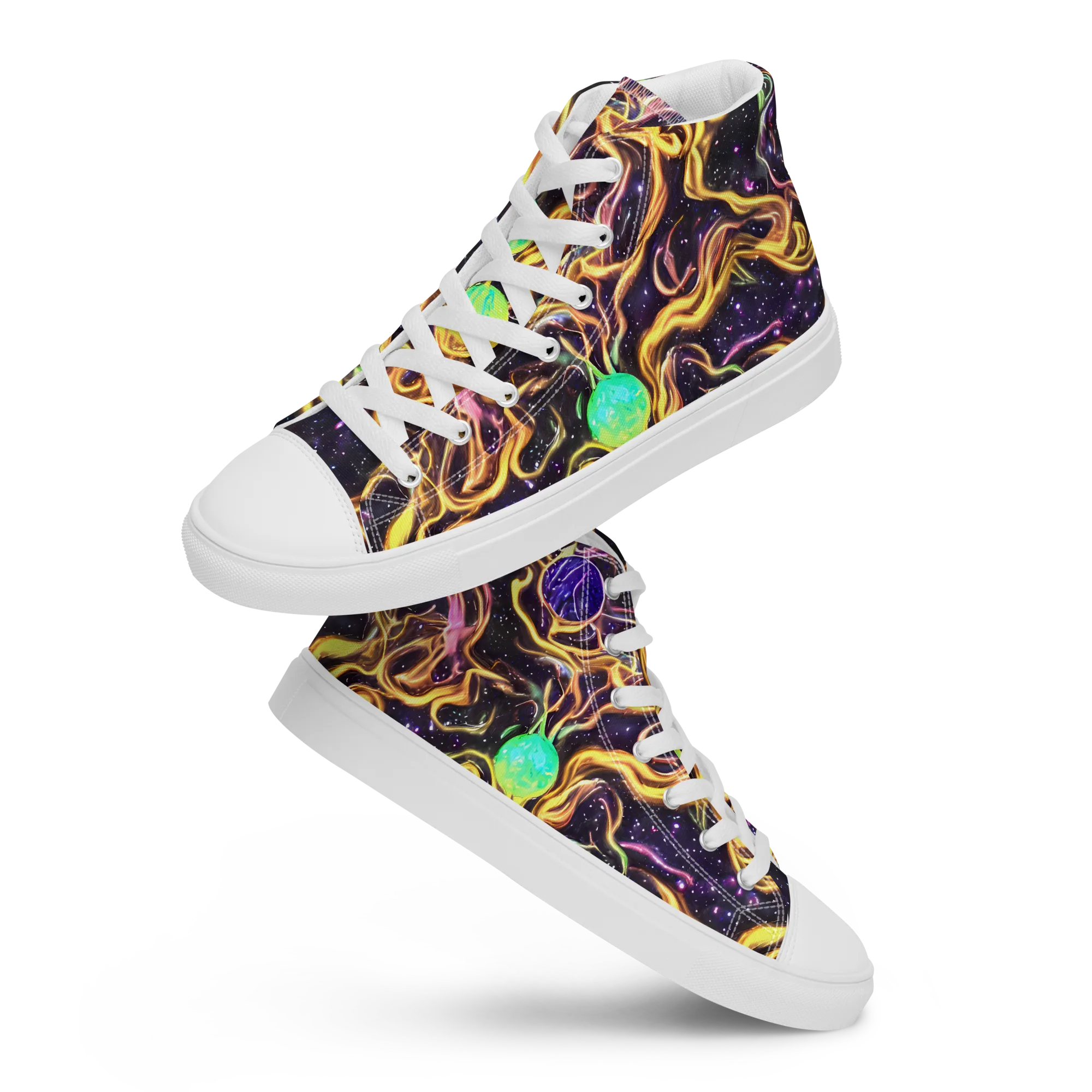 Planetary Tangle on Men's High Top Canvas Shoes — Front