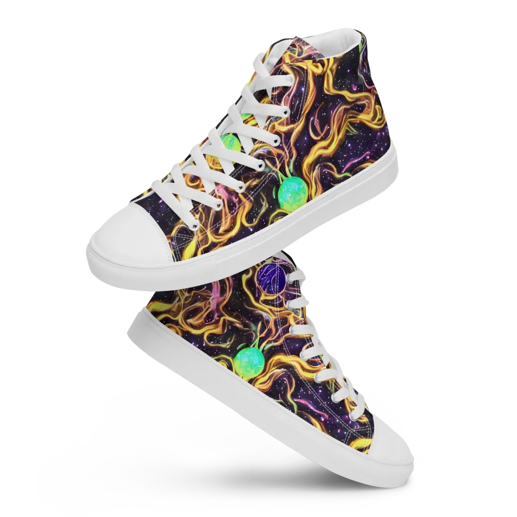 Planetary Tangle on Men's High Top Canvas Shoes — Front