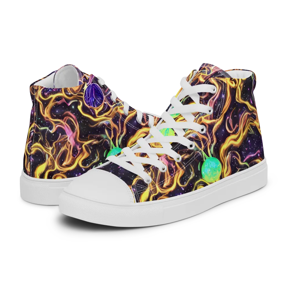 Planetary Tangle on Women's High Top Canvas Shoes — Left