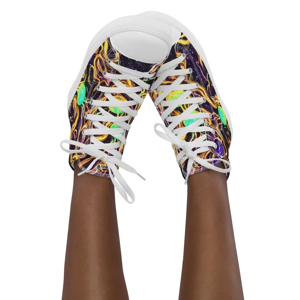 Planetary Tangle on Women's High Top Canvas Shoes — Front