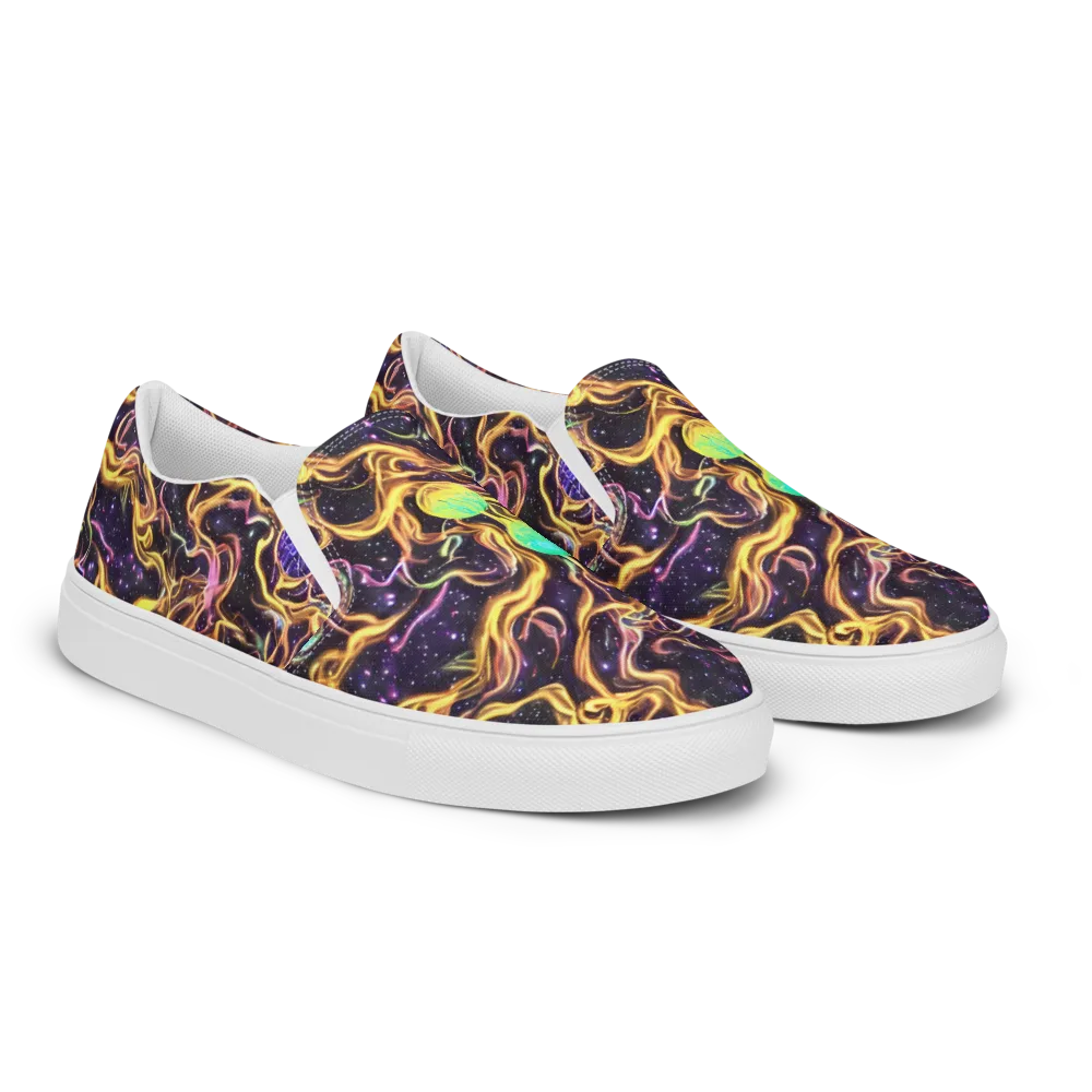 Planetary Tangle on Men's Slip-On Canvas Shoes — Right Front