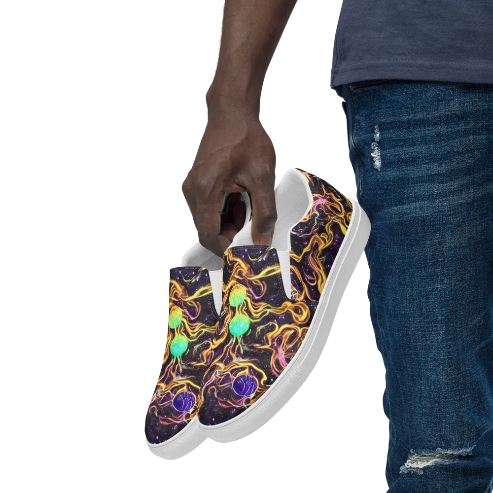 Planetary Tangle on Men's Slip-On Canvas Shoes — Left Front