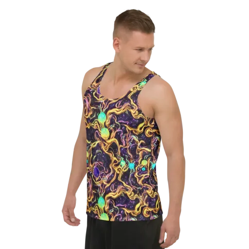 Planetary Tangle on a Men's Tank Top