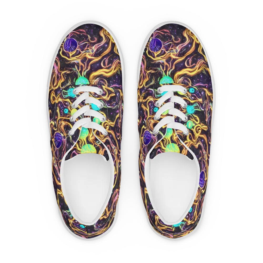 Planetary Tangle on Men's Lace-Up Canvas Shoes — Front