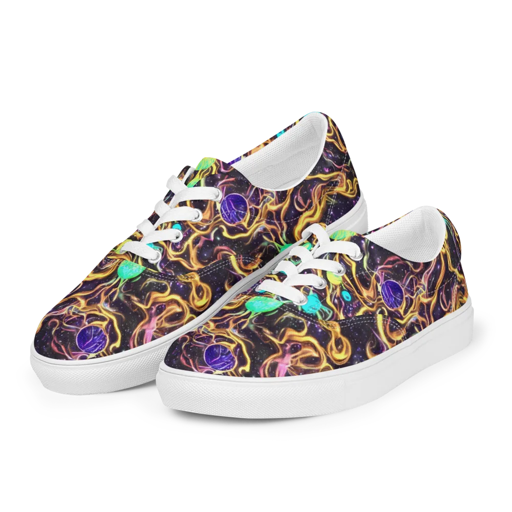 Planetary Tangle on Men's Lace-Up Canvas Shoes — Left Front