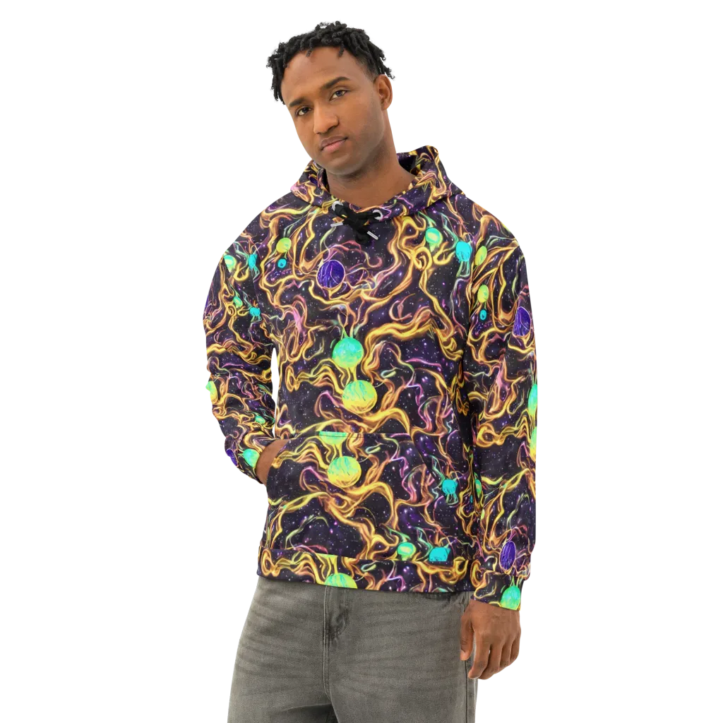 Planetary Tangle on Cotton Hoodie — Left Front