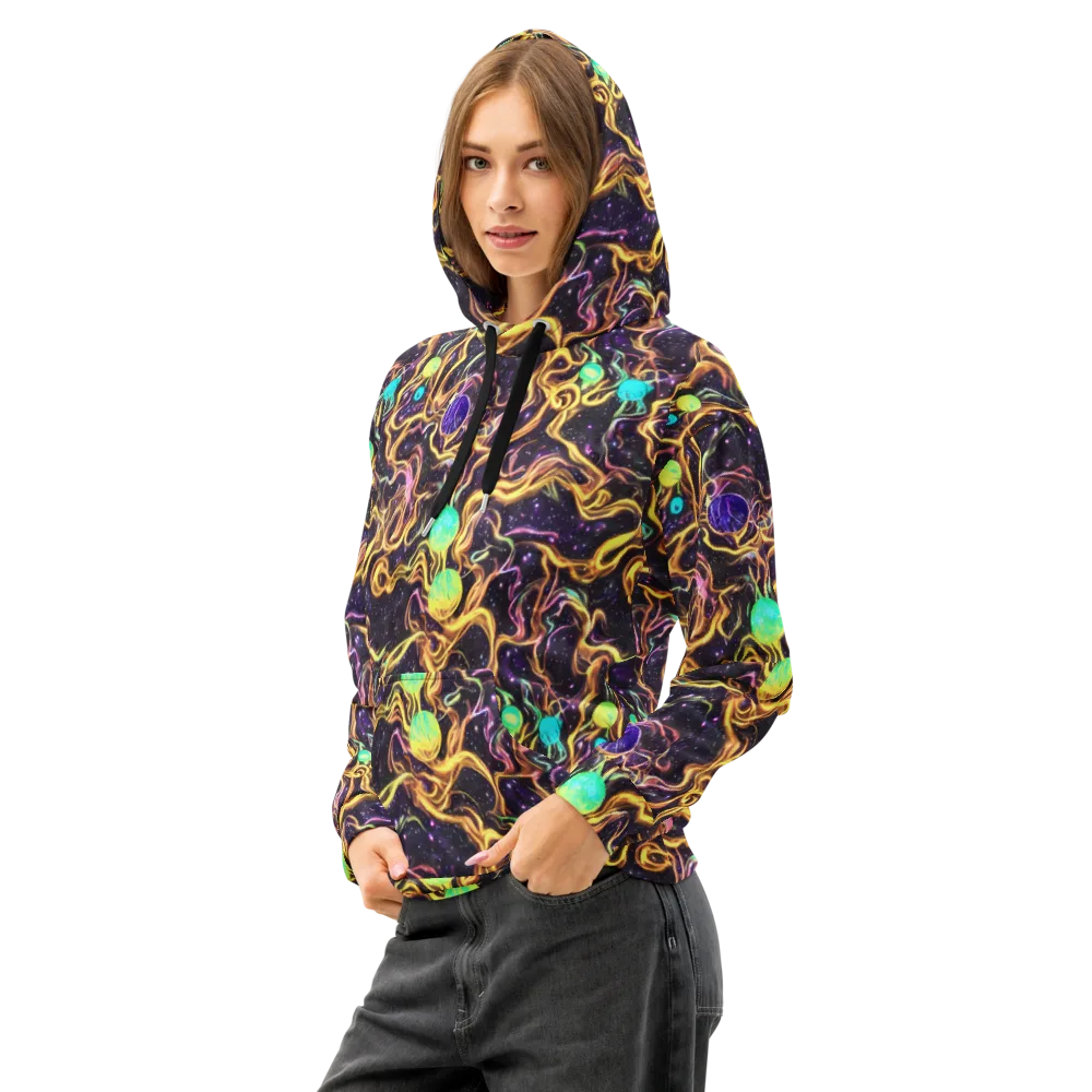 Planetary Tangle on Cotton Hoodie — Left Front