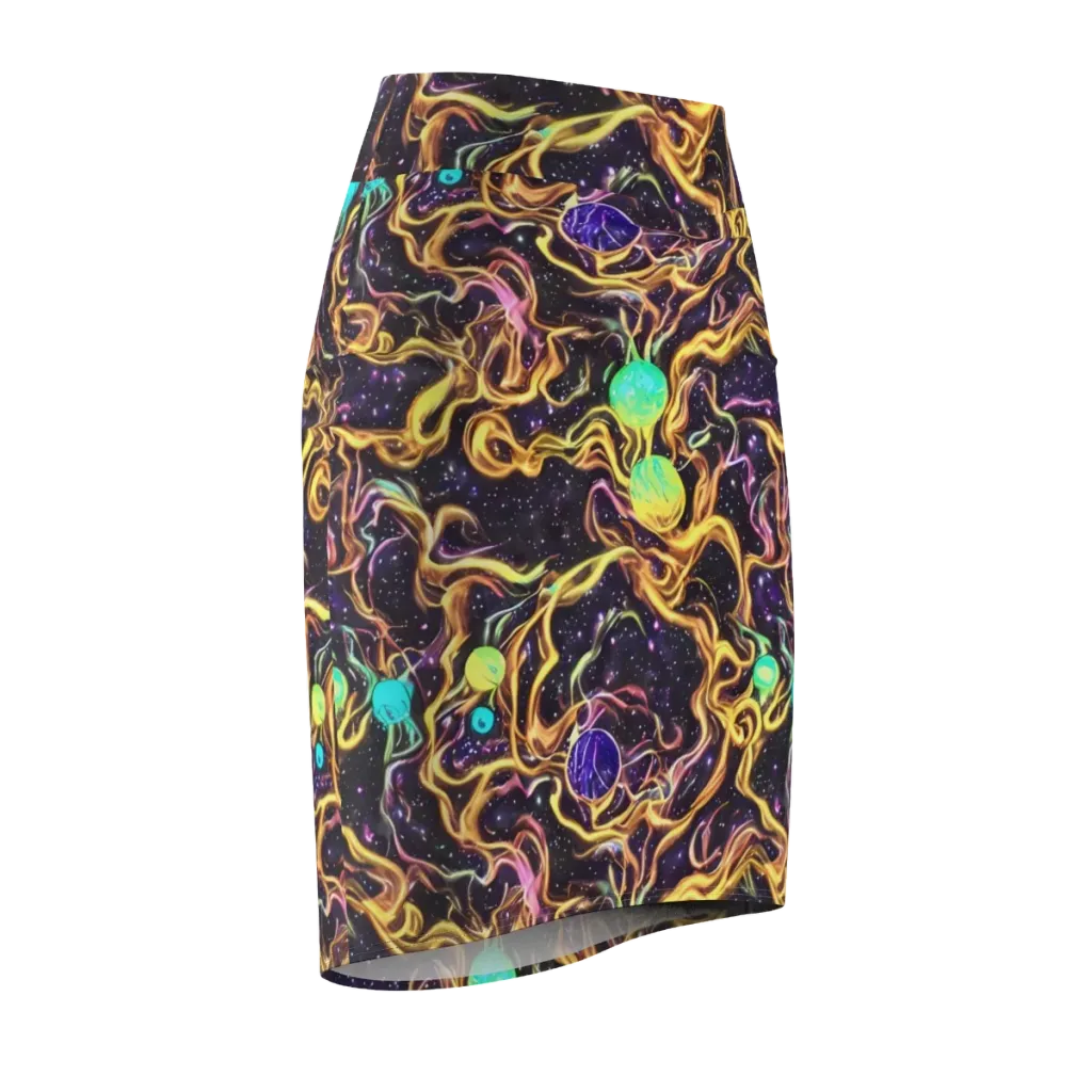 Planetary Tangle on Pencil Skirt — Front Side