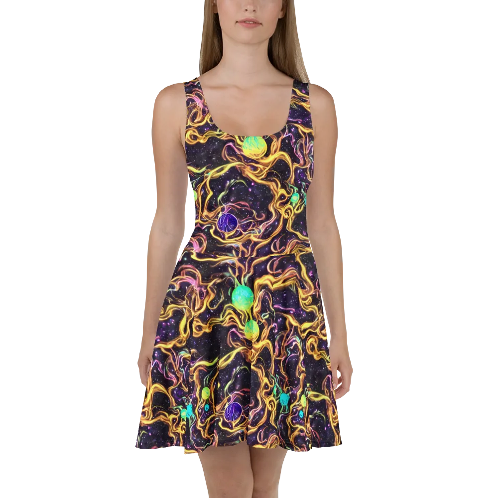 Planetary Tangle on Skater Dress — Front
