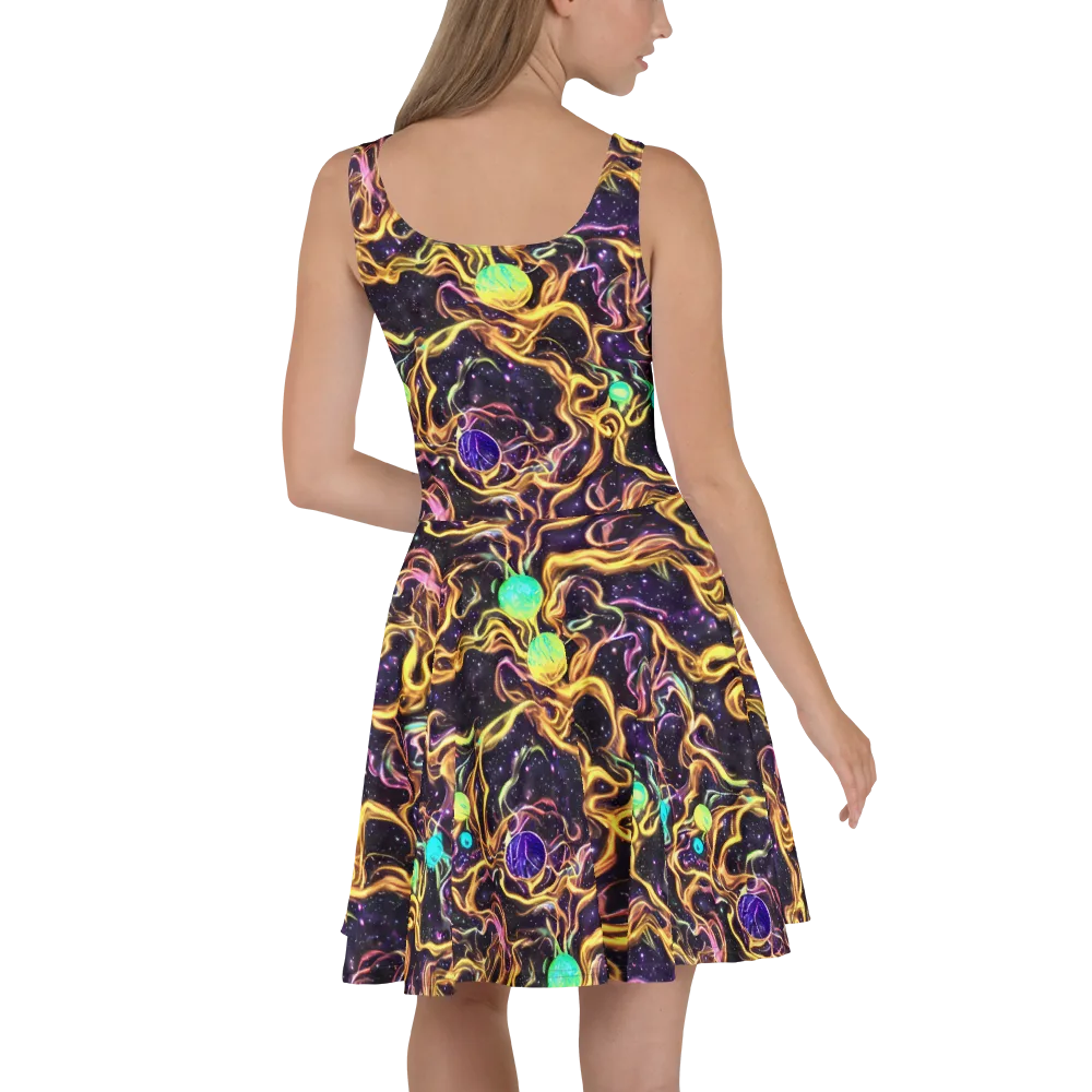 Planetary Tangle on Skater Dress — Back