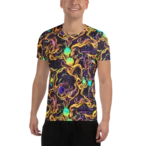 Planetary Tangle on a Men's Athletic T-Shirt