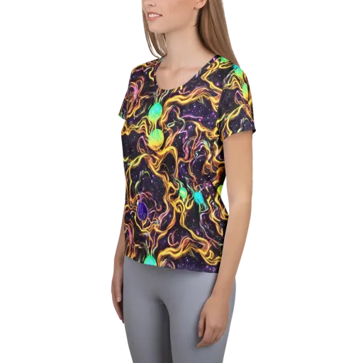Planetary Tangle on a Women's Athletic T-Shirt
