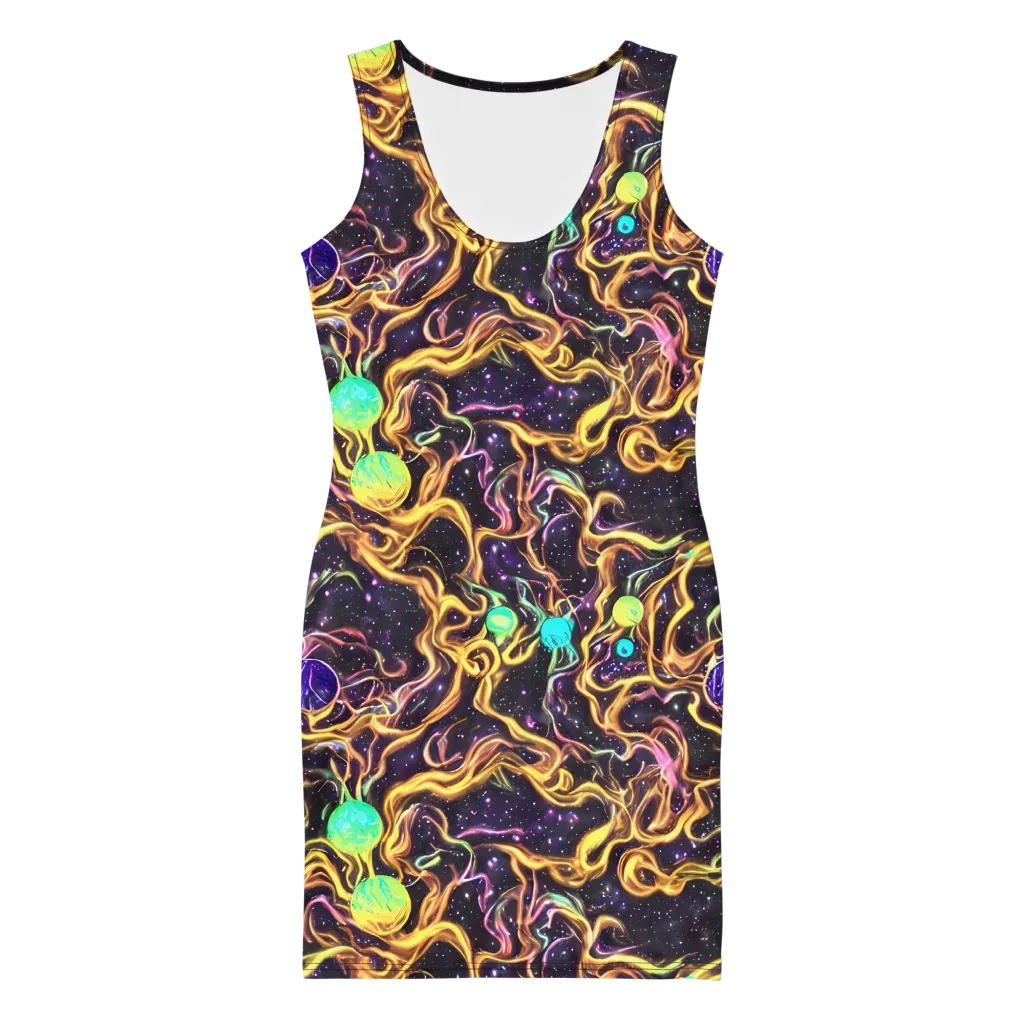 Planetary Tangle on Bodycon Dress — Front