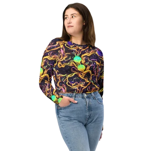 Planetary Tangle on a Long Sleeve Crop Top