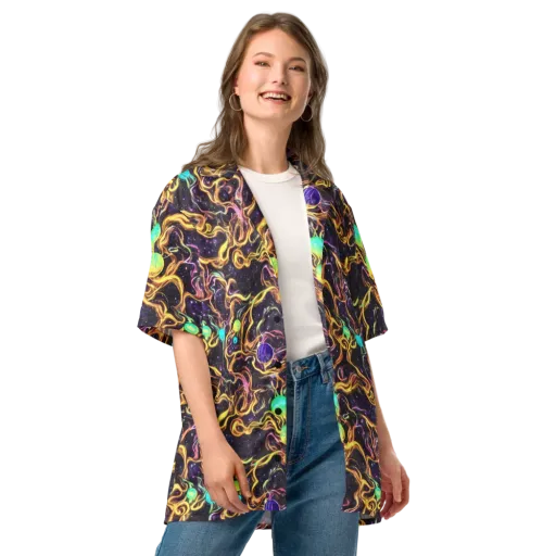 Planetary Tangle on a Button Shirt