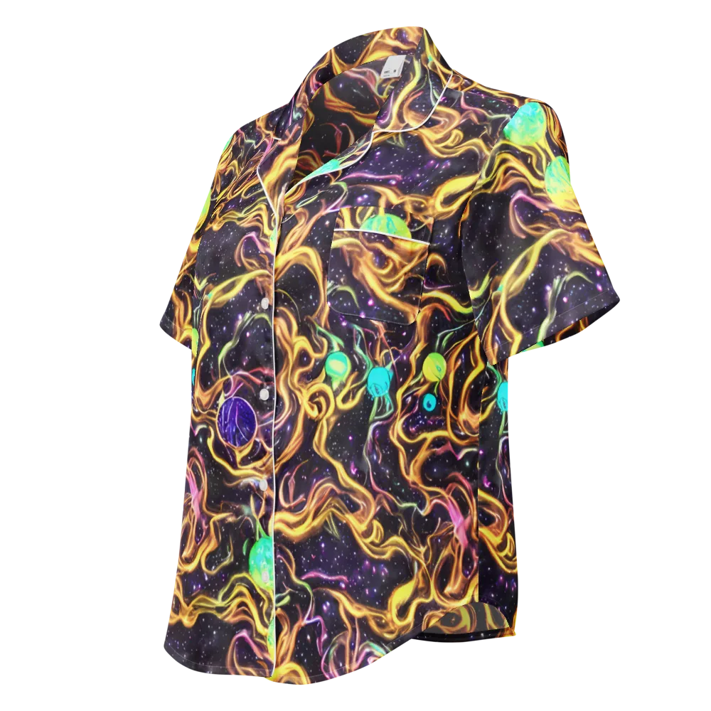 Planetary Tangle on Women's Short Sleeve Pajama Top — Left Front