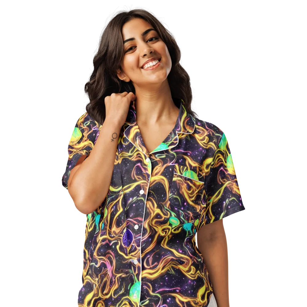 Planetary Tangle on Women's Short Sleeve Pajama Top — Front