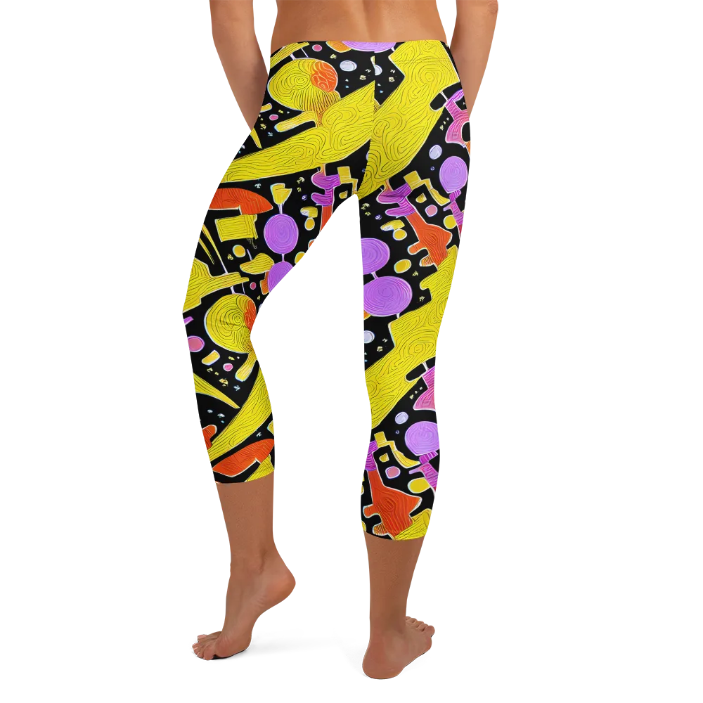 Cosmic Mushroom on Capri Leggings — Back