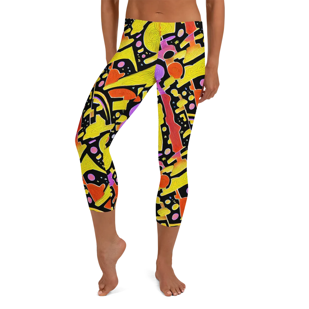 Cosmic Mushroom on Capri Leggings — Front