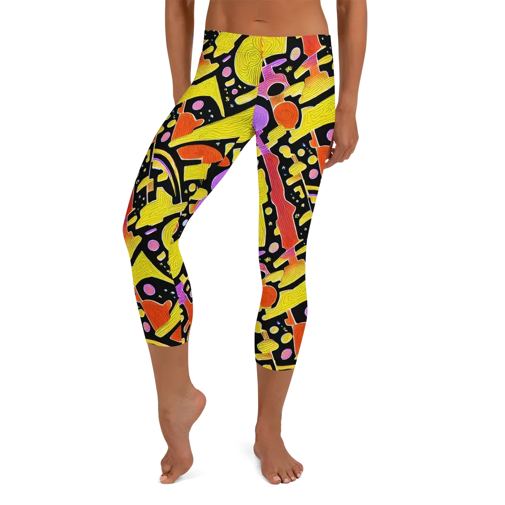 Cosmic Mushroom on Capri Leggings — Front
