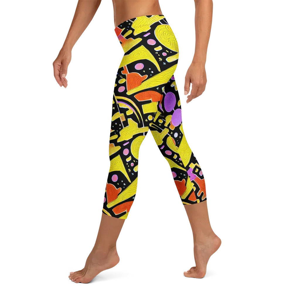 Cosmic Mushroom on Capri Leggings — Left