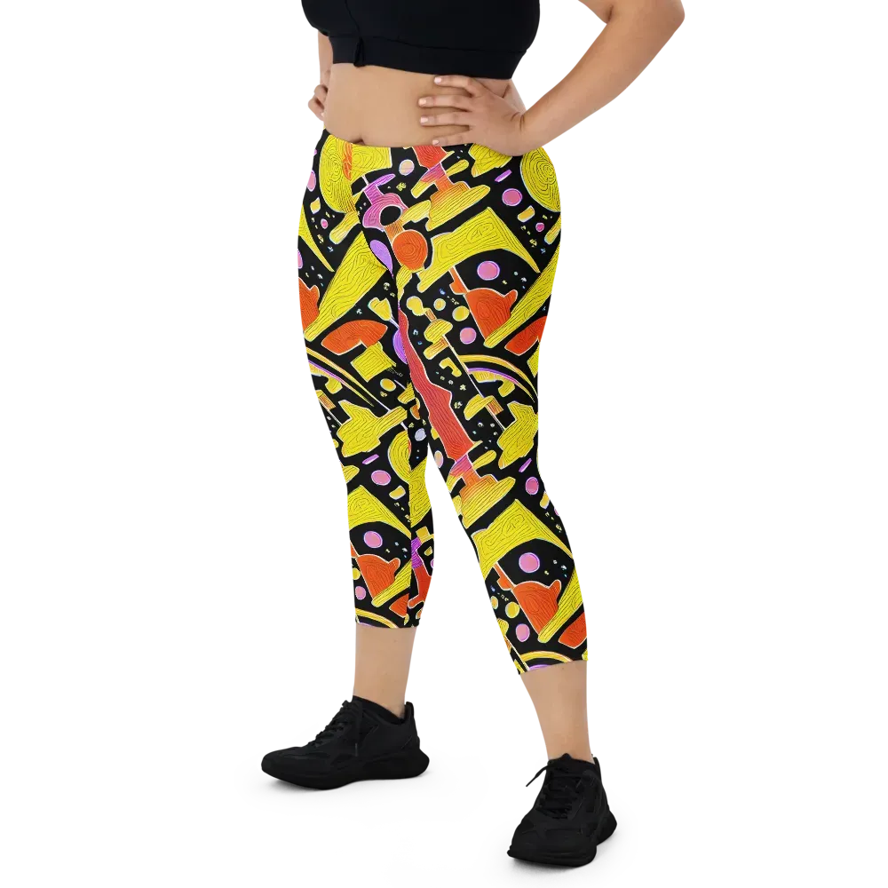 Cosmic Mushroom on Capri Leggings — Front