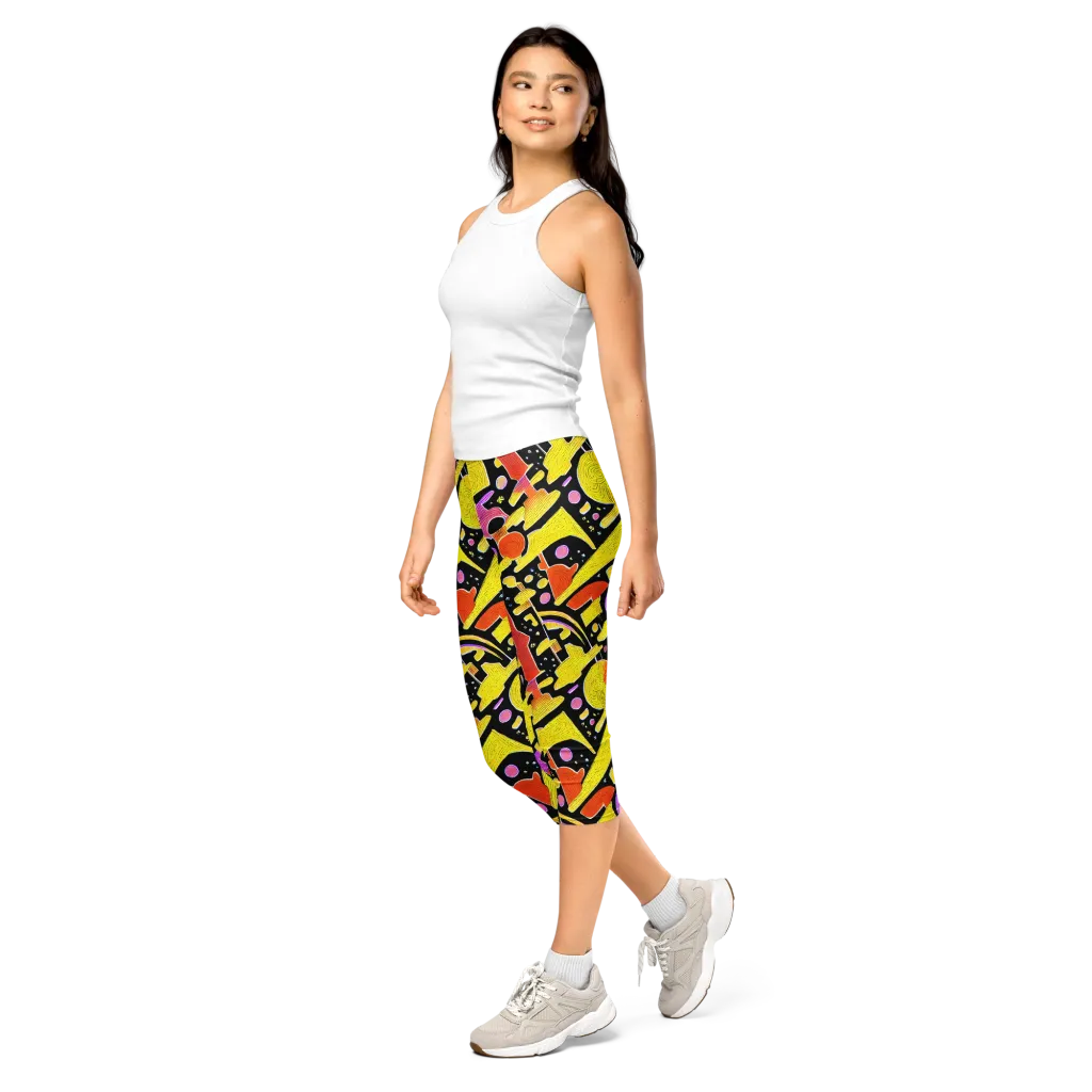 Cosmic Mushroom on Capri Leggings — Left Front