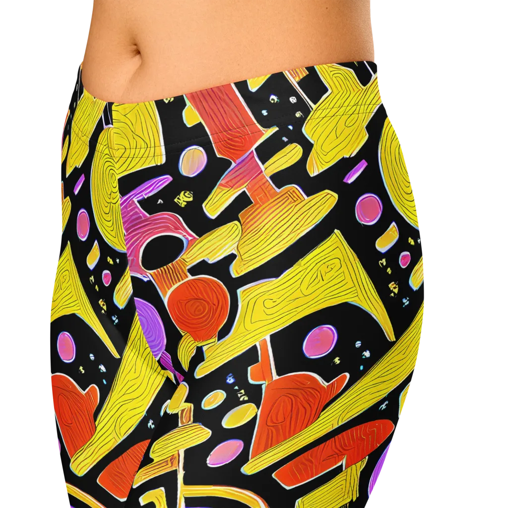 Cosmic Mushroom on Capri Leggings — Zoomed-in