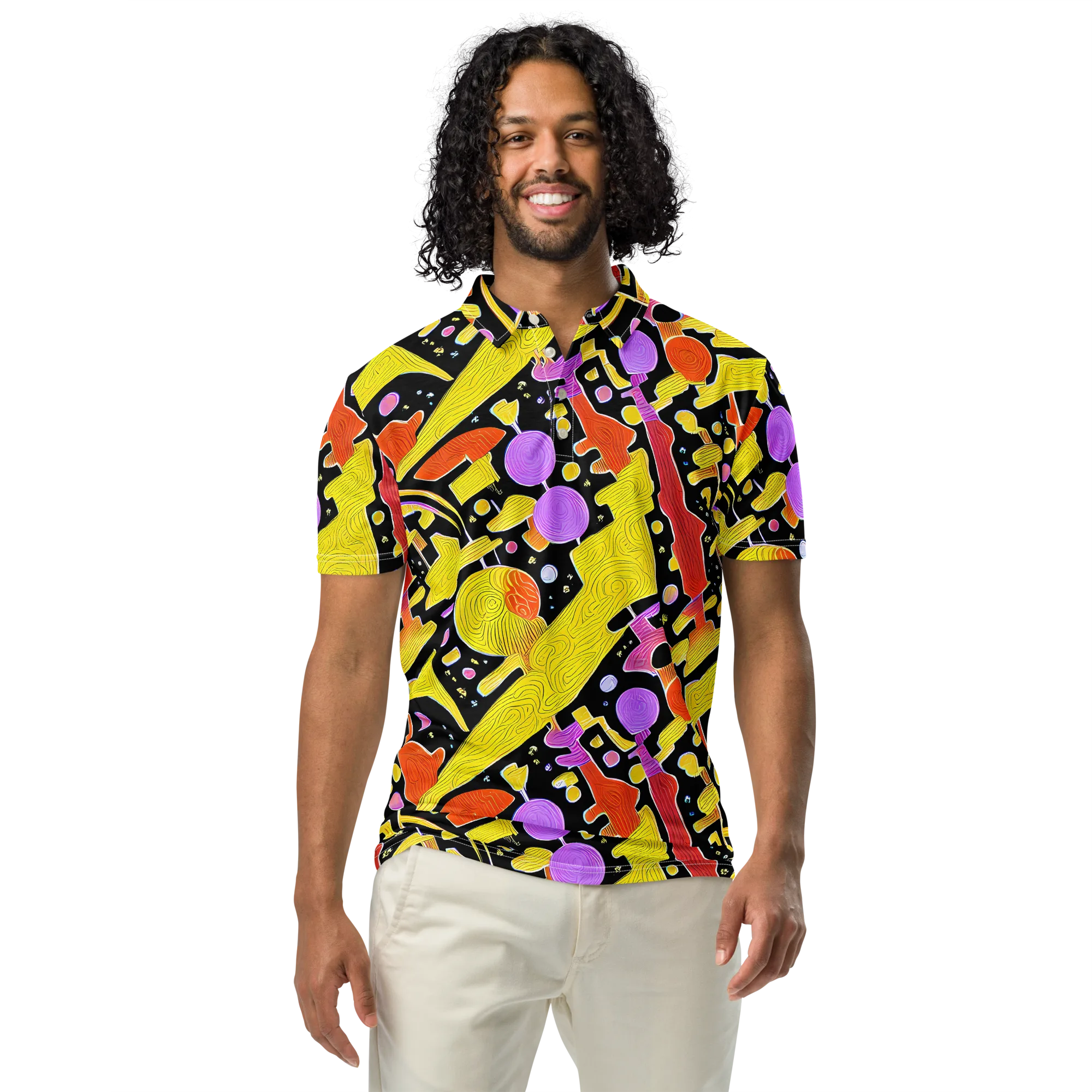 Cosmic Mushroom on Men's Slim Fit Polo Shirt — Front