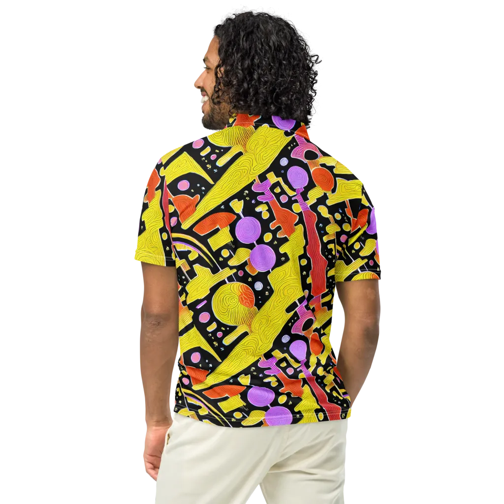 Cosmic Mushroom on Men's Slim Fit Polo Shirt — Back