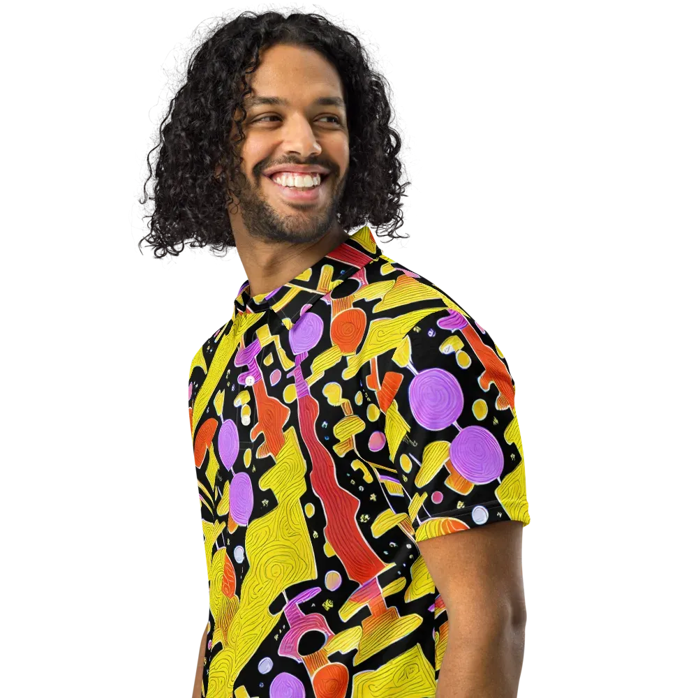 Cosmic Mushroom on Men's Slim Fit Polo Shirt — Left Front