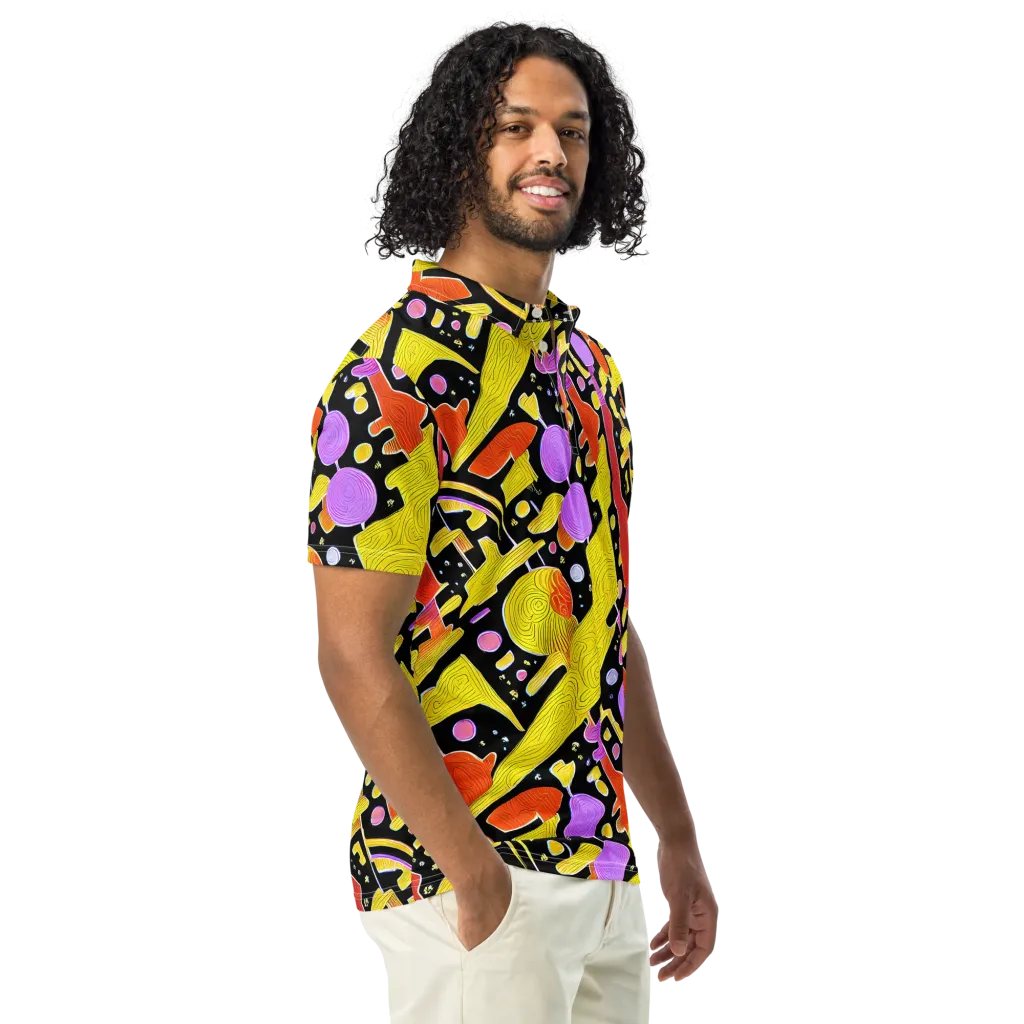 Cosmic Mushroom on Men's Slim Fit Polo Shirt — Right Front