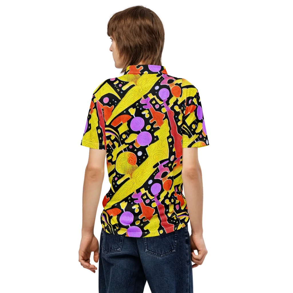 Cosmic Mushroom on Men's Slim Fit Polo Shirt — Back