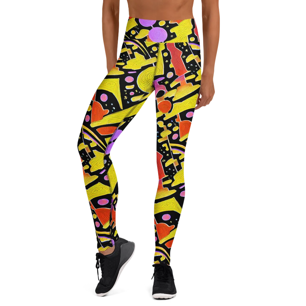 Cosmic Mushroom on Yoga Leggings — Front